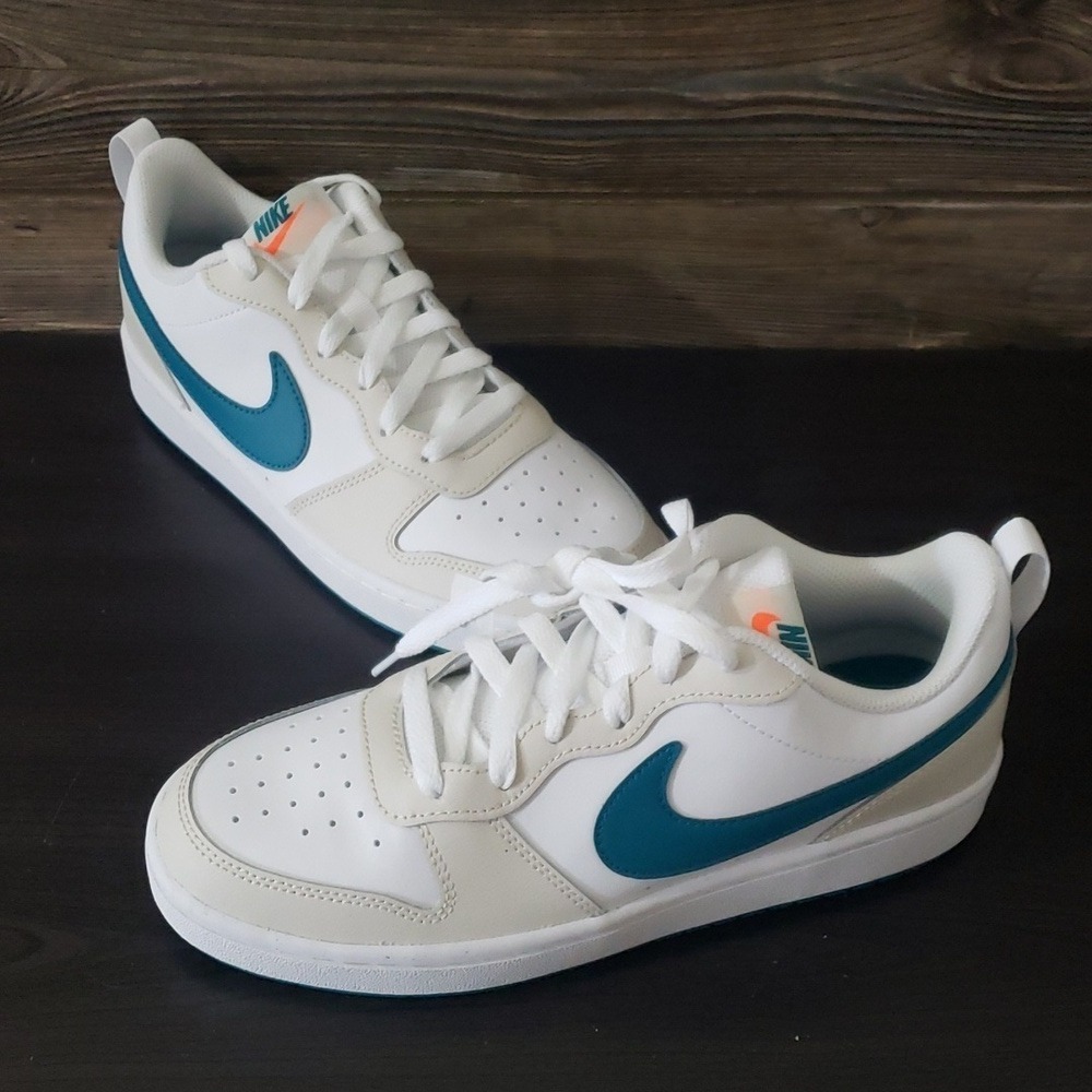 Nike Court Borough Low 2 GS 6.5Y White Spruce Sneakers Sporty Streetwear Classic